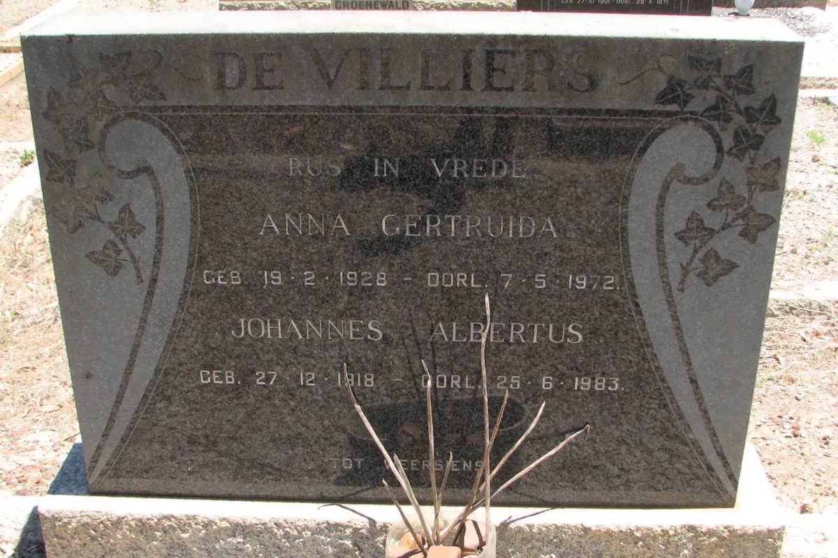 VILLIERS Johannes Albertus, de 1918-1983 &amp; Anna Gertruida 1928-1972