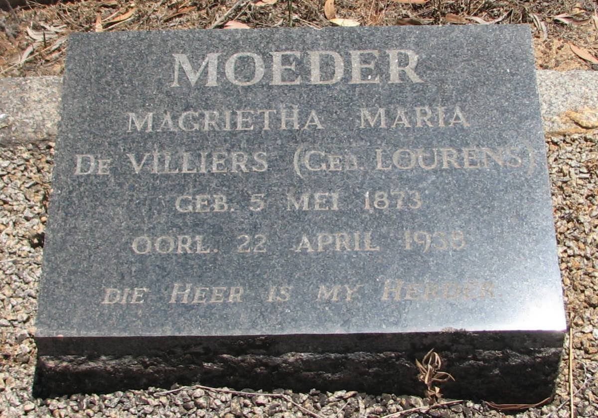 VILLIERS Magrietha Maria, de nee LOURENS 1873-1938