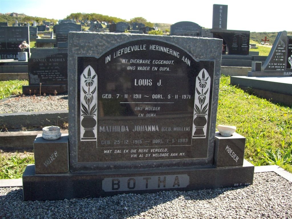 BOTHA Louis J. 1911-1971 &amp; Mathilda Johanna MULLER 1915-1989