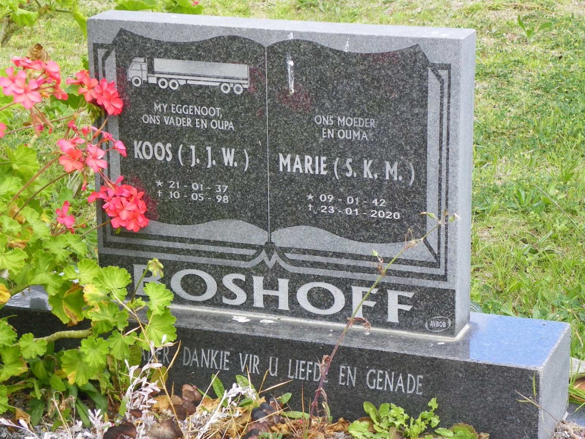 BOSHOFF J.J.W. 1937-1998 &amp; S.K.M. 1942-2020