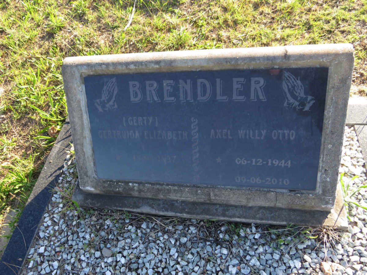BRENDLER Axel Willy Otto 1944-2010 &amp; Gertruida Elizabeth 1937-