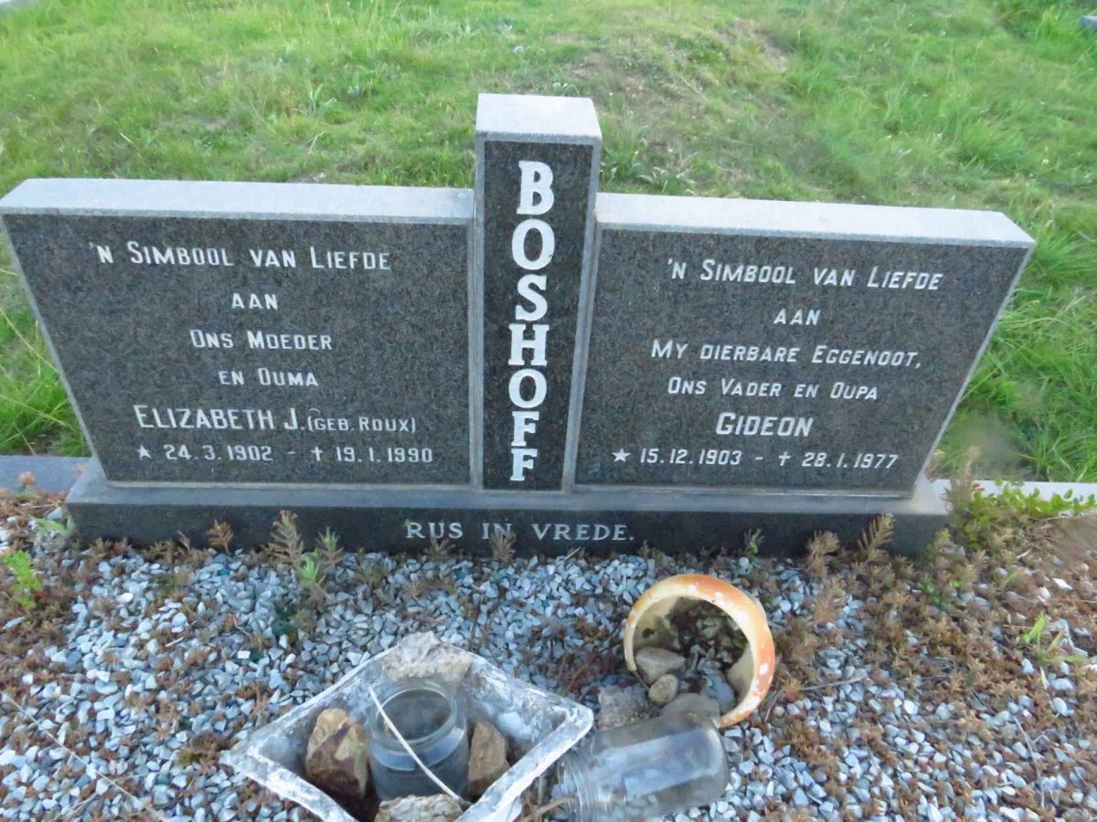BOSHOFF Gideon 1903-1977 & Elizabeth J. ROUX 1902-1990