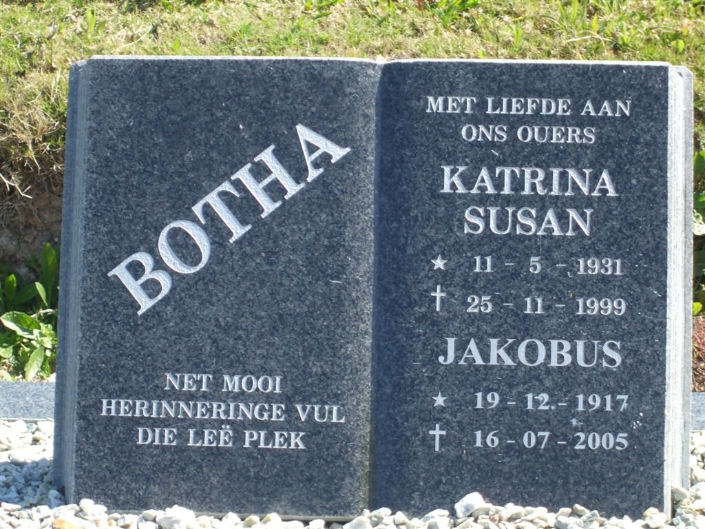 BOTHA Jakobus 1917-2005 &amp; Katrina Susan 1931-1999