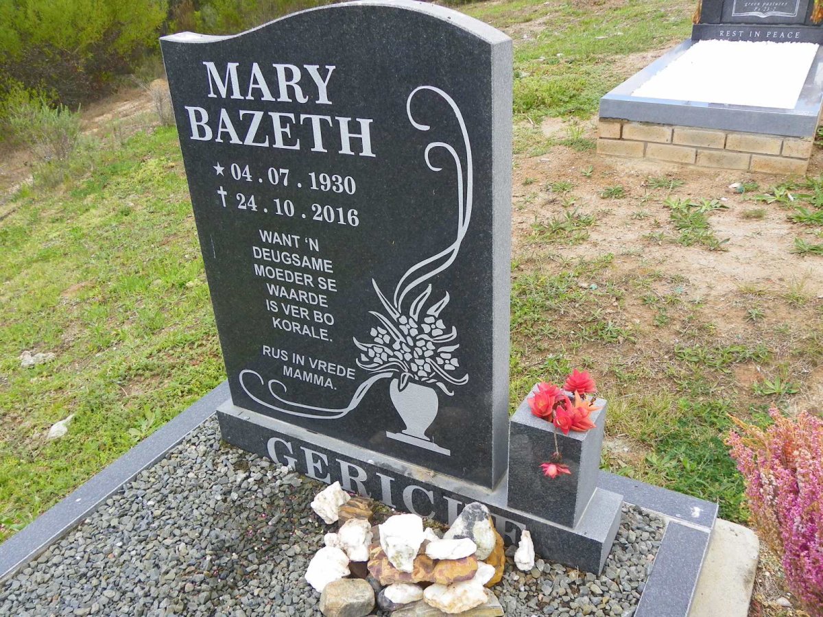 GERICKE Mary Bazeth 1930-2016