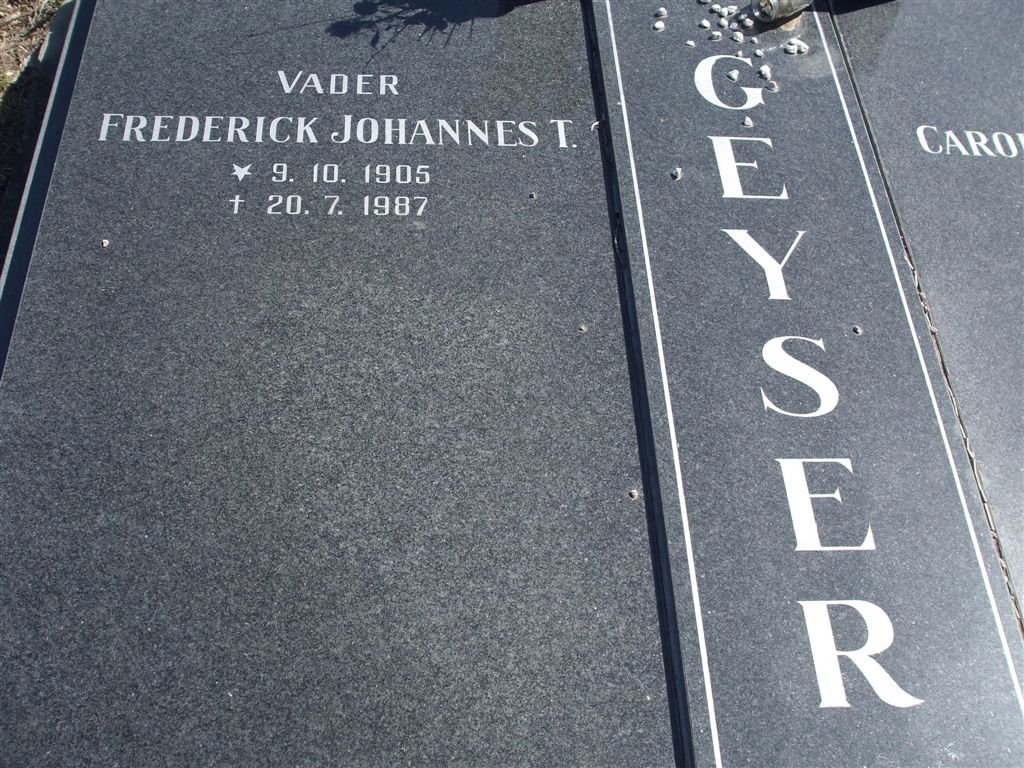 GEYSER Frederick Johannes T. 1905-1987