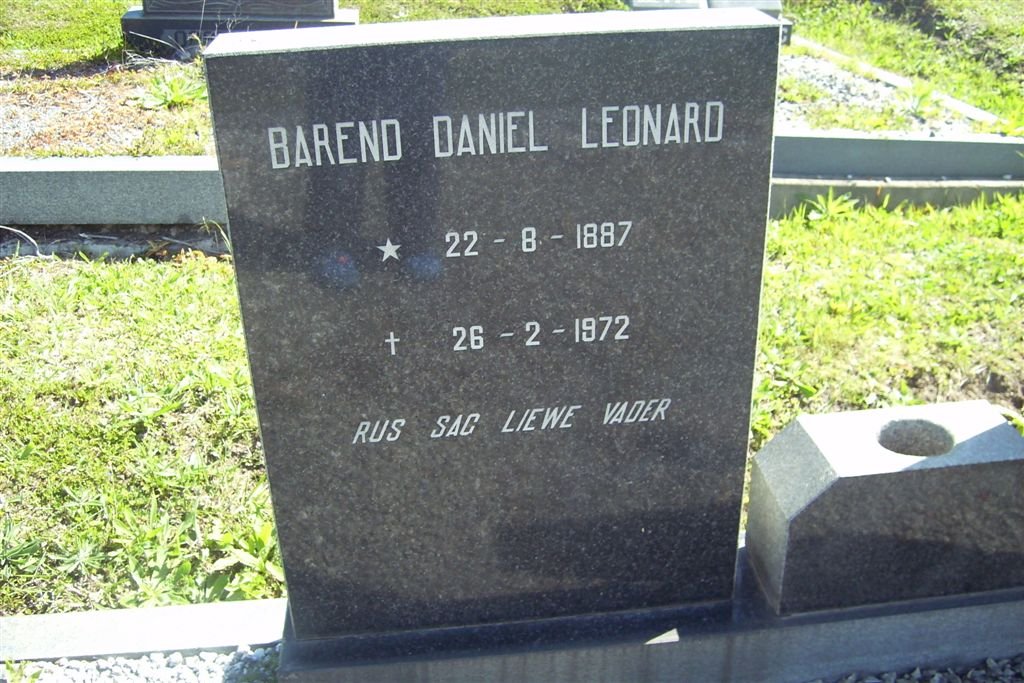 LEONARD Barend Daniel 1887-1972