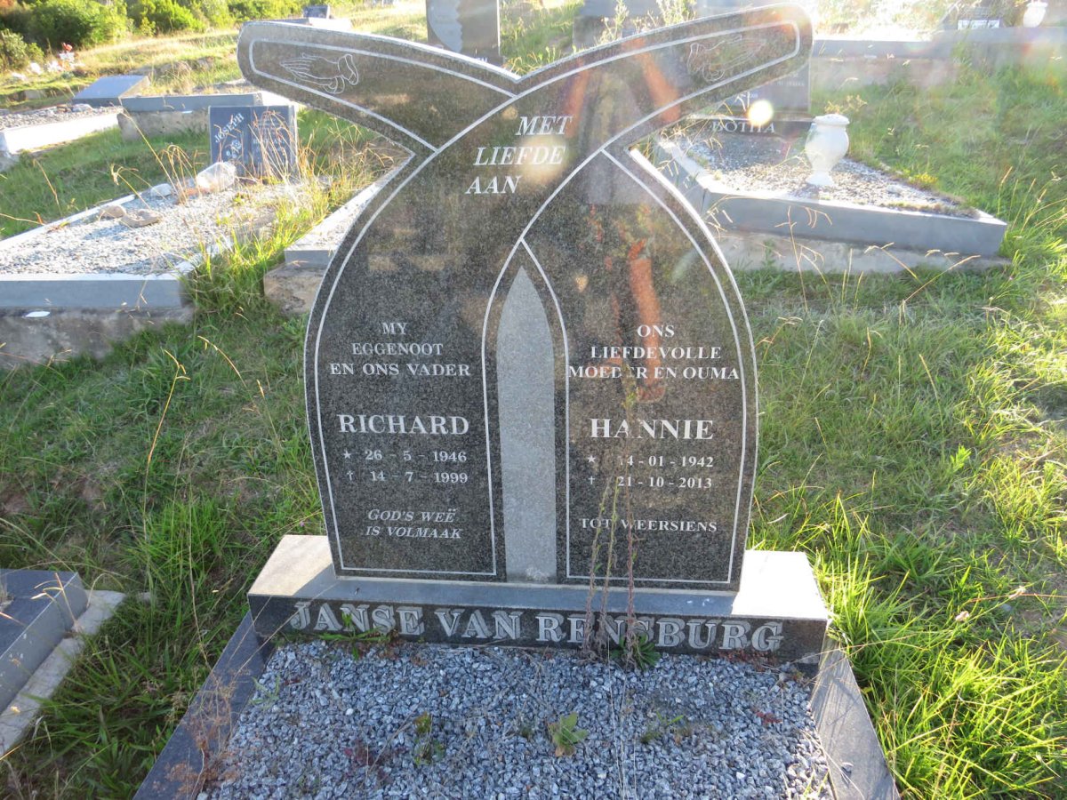 RENSBURG Richard, Janse van 1946-1999 &amp; Hannie 1942-2013