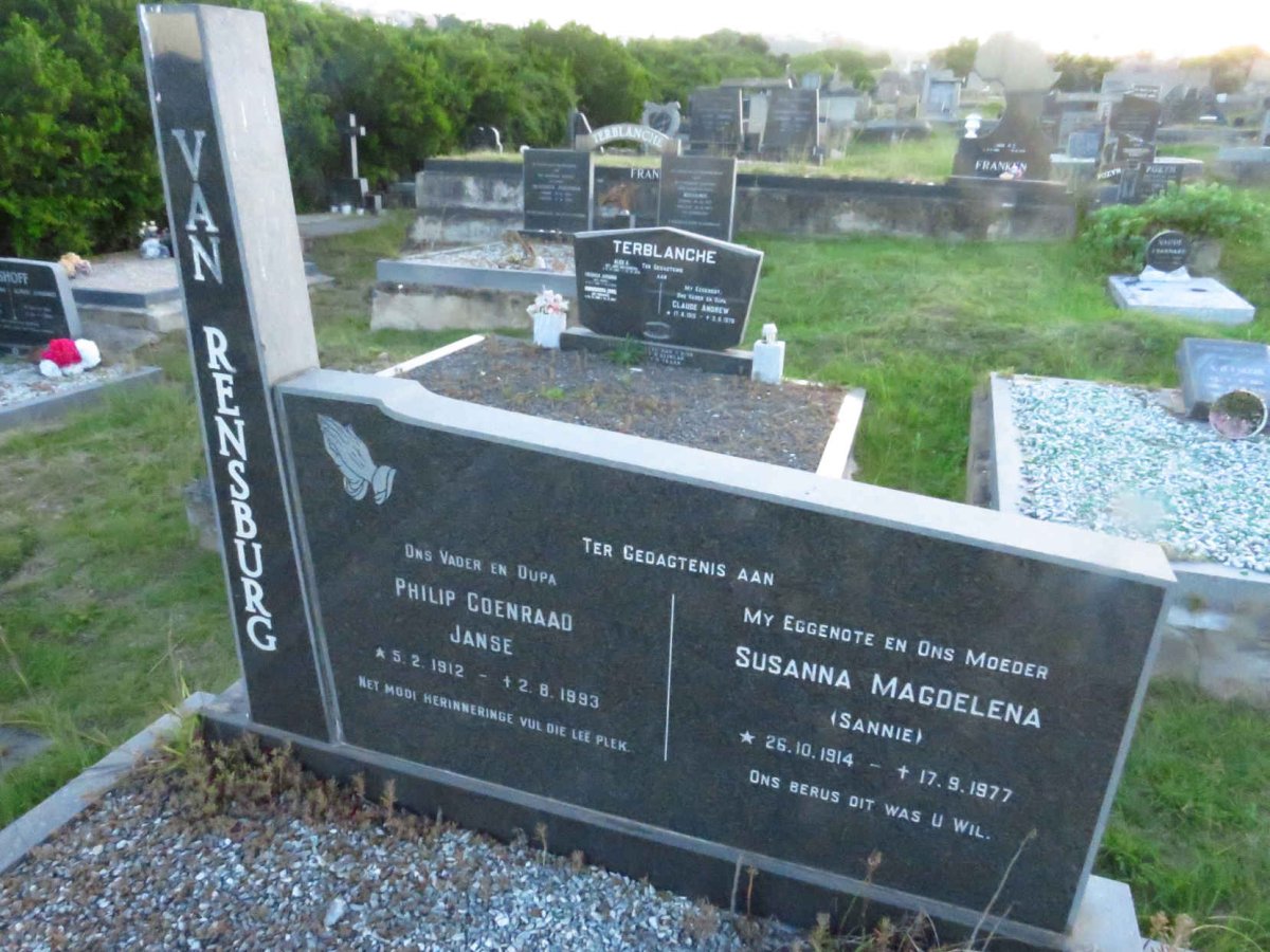 RENSBURG Philip Coenraad, Janse van 1912-1993 & Susanna Magdelena 1914-1977