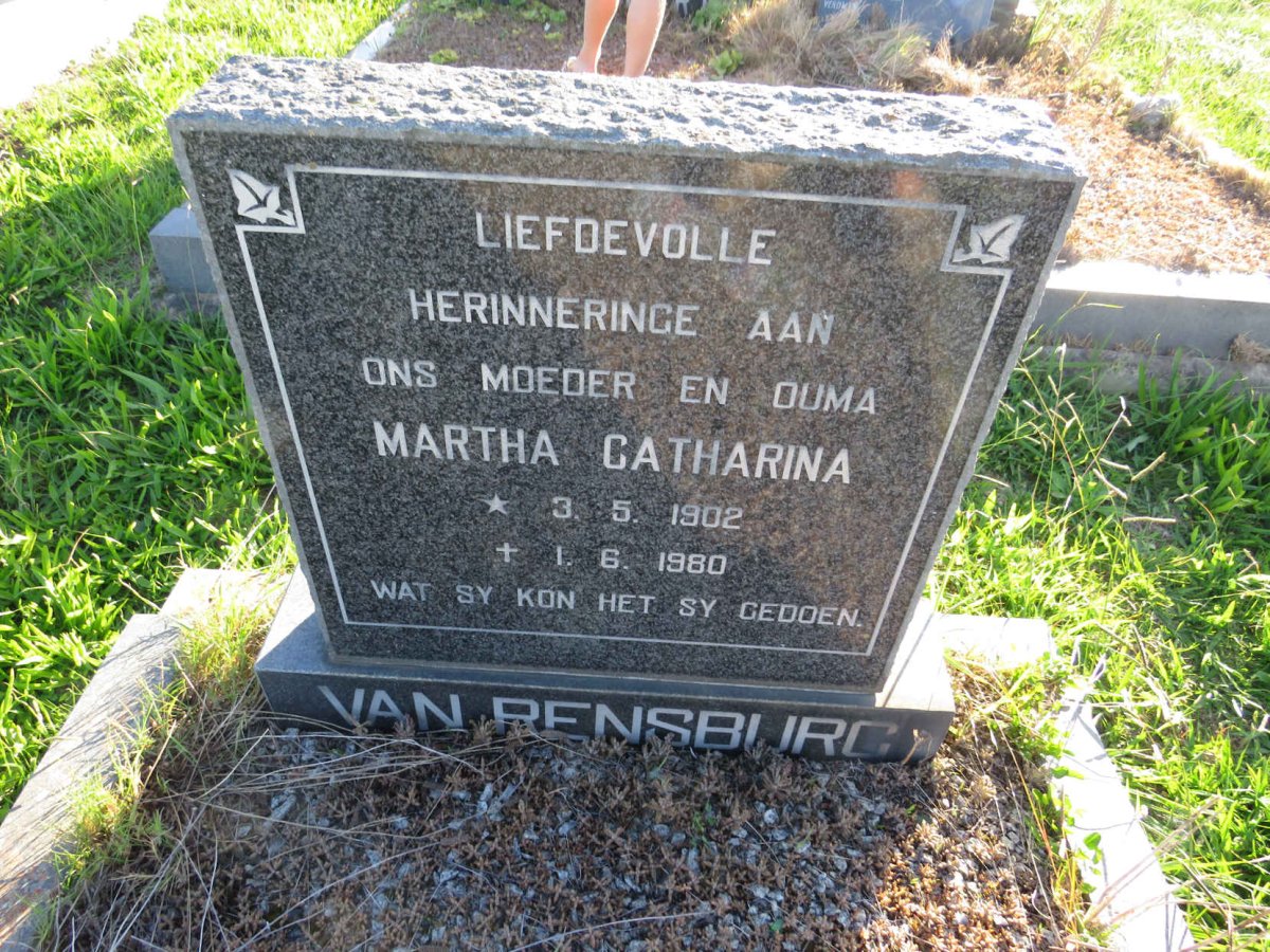 RENSBURG Martha Catharina, van 1902-1980