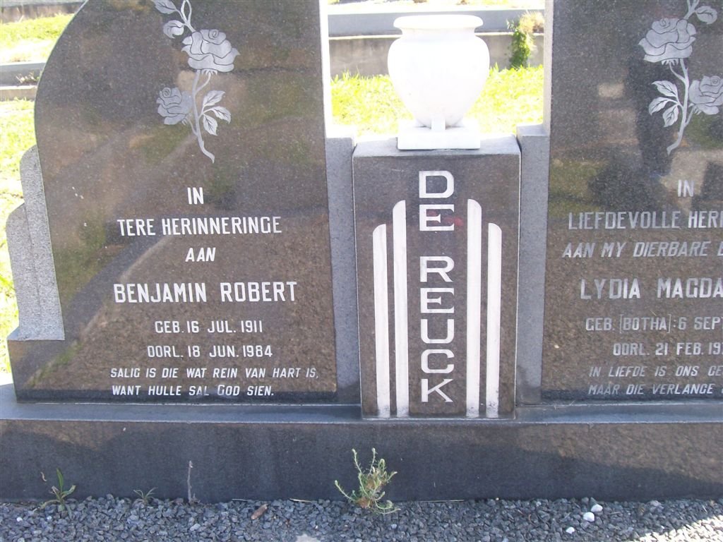 REUCK Benjamin Robert, de 1911-1984 &amp; Lydia Magdalena BOTHA 