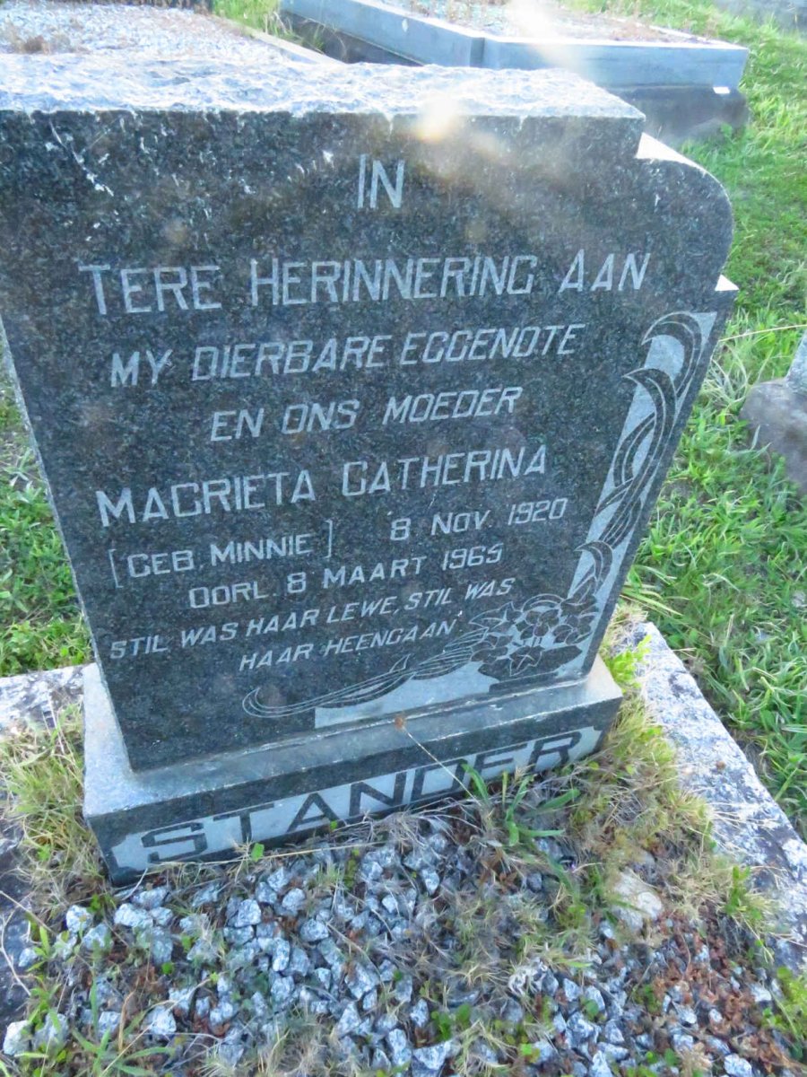 STANDER Magrieta Catherina nee MINNIE 1920-1965