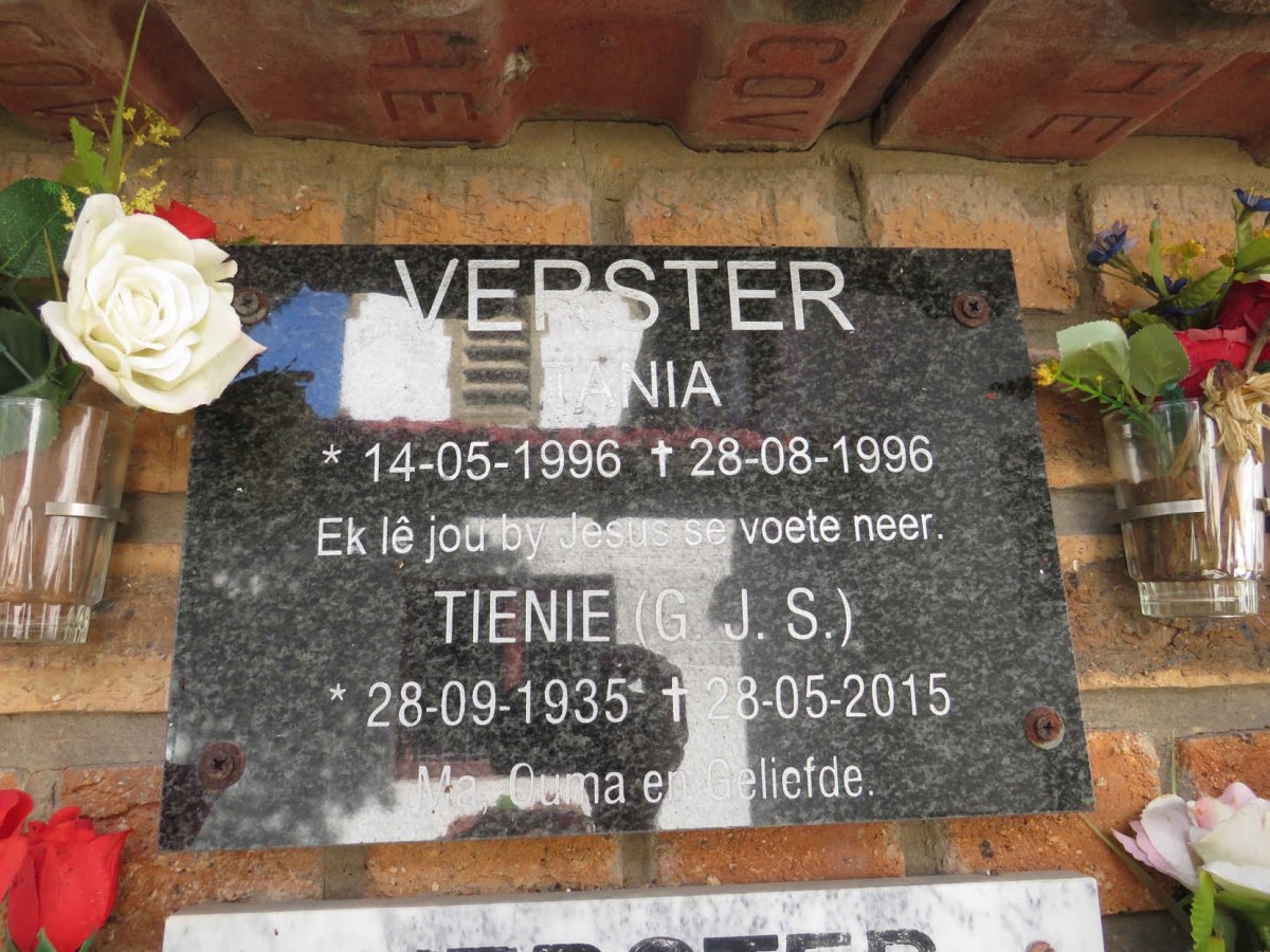VERSTER G.J.S. 1935-2015 :: VERSTER Tania 1996-1996
