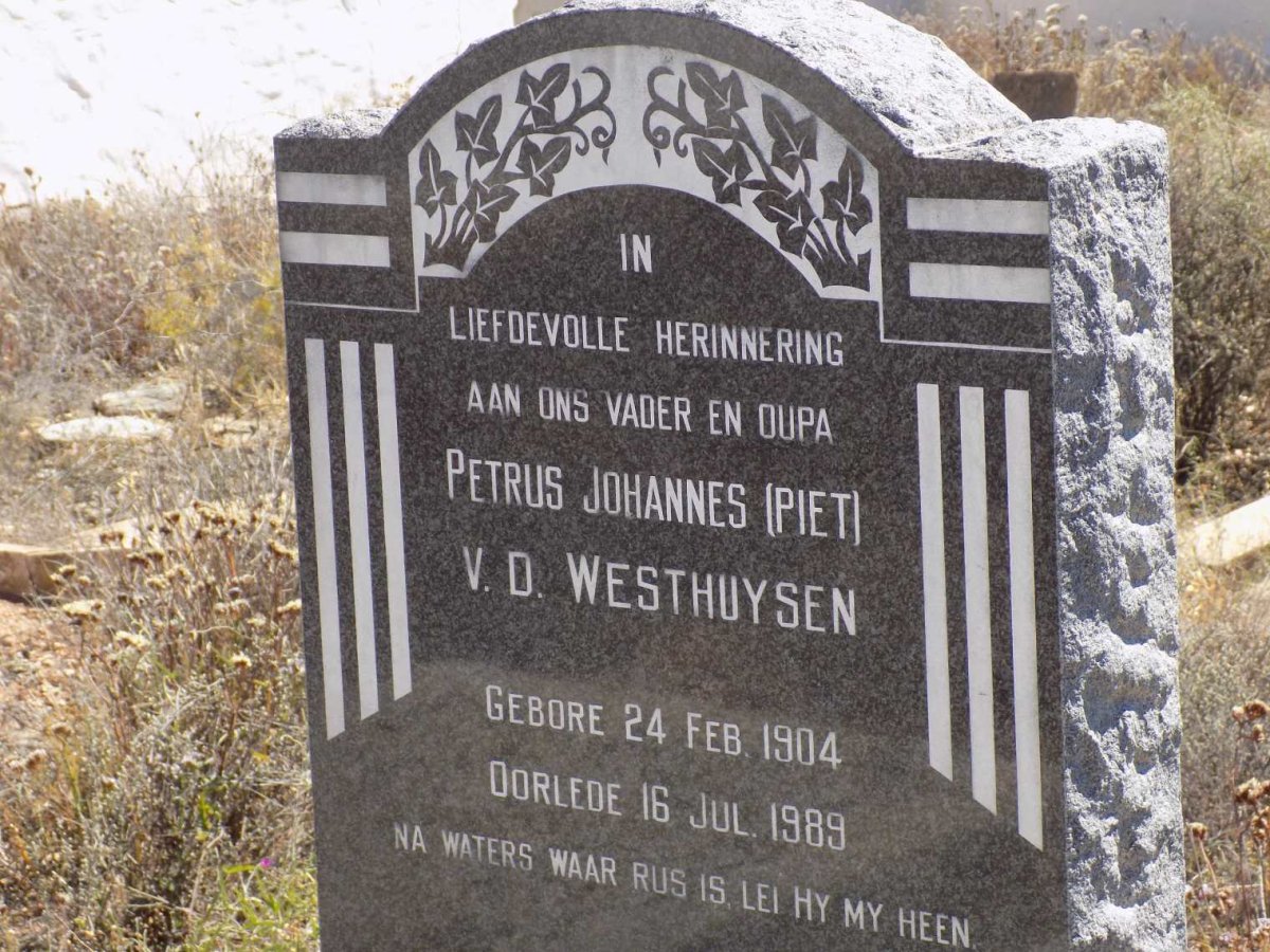 WESTHUYSEN Petrus Johannes, van der 1904-1989