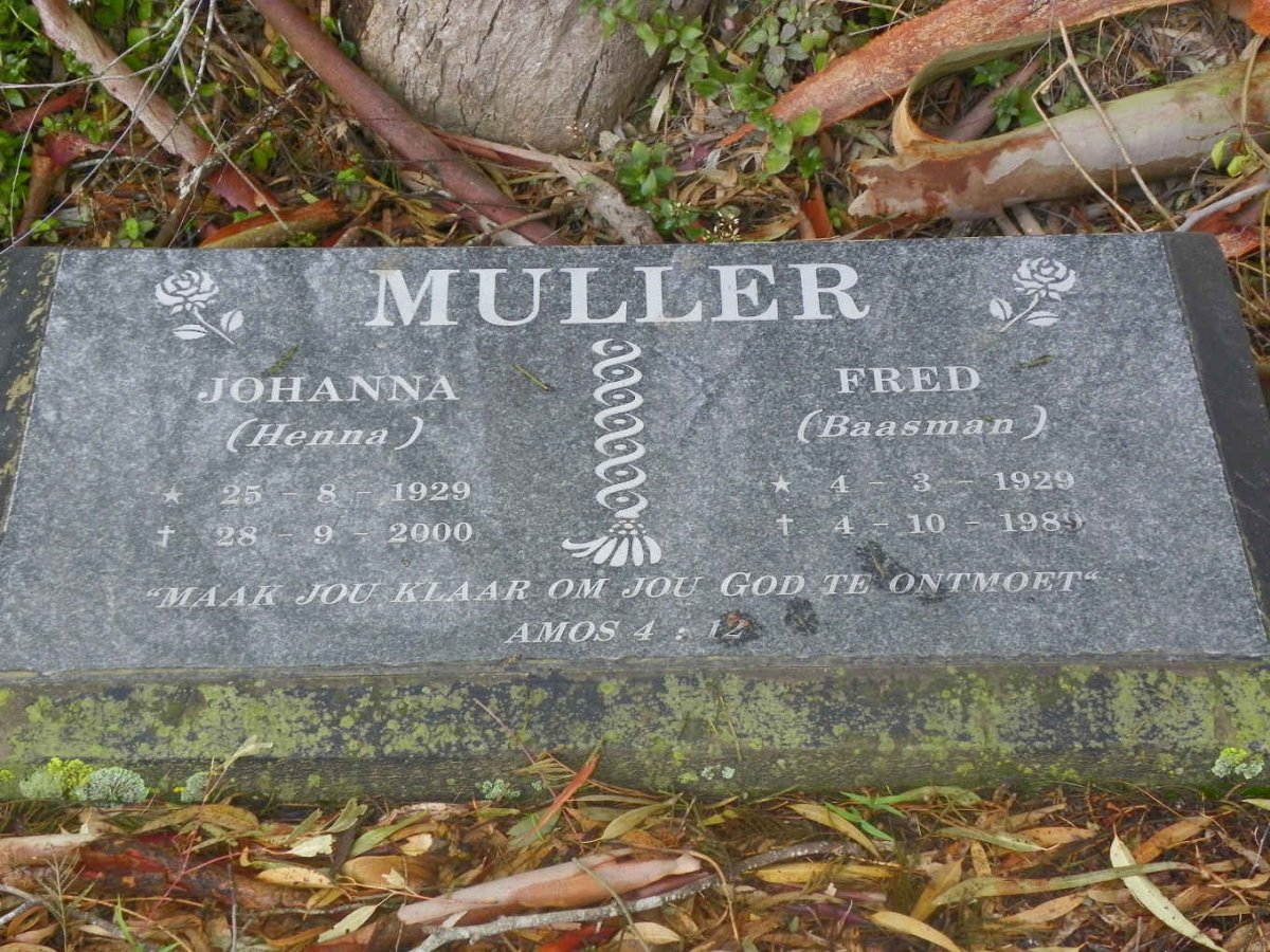 MULLER Fred 1929-1989 &amp; Johanna 1929-2000