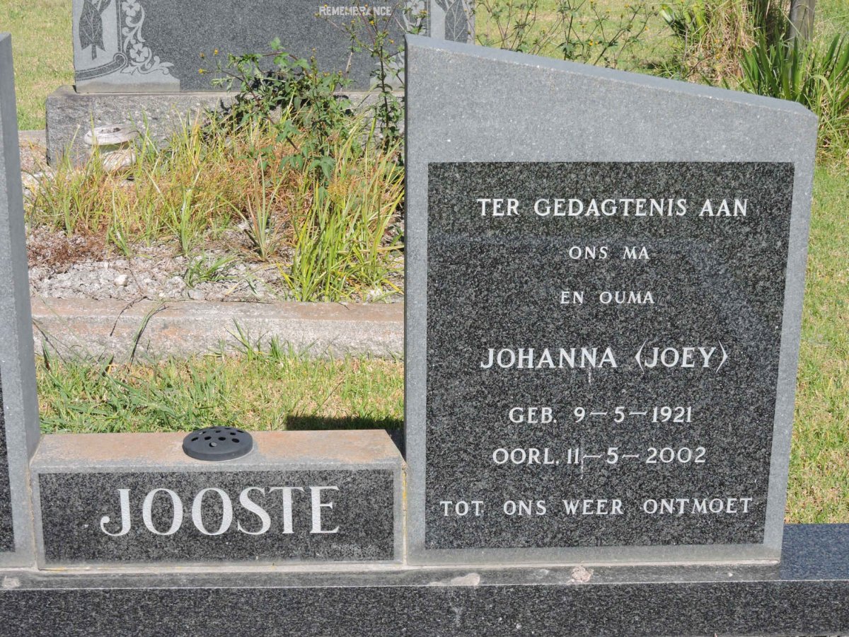 JOOSTE P.J. 1913-1986 &amp; Johanna 1921-2002