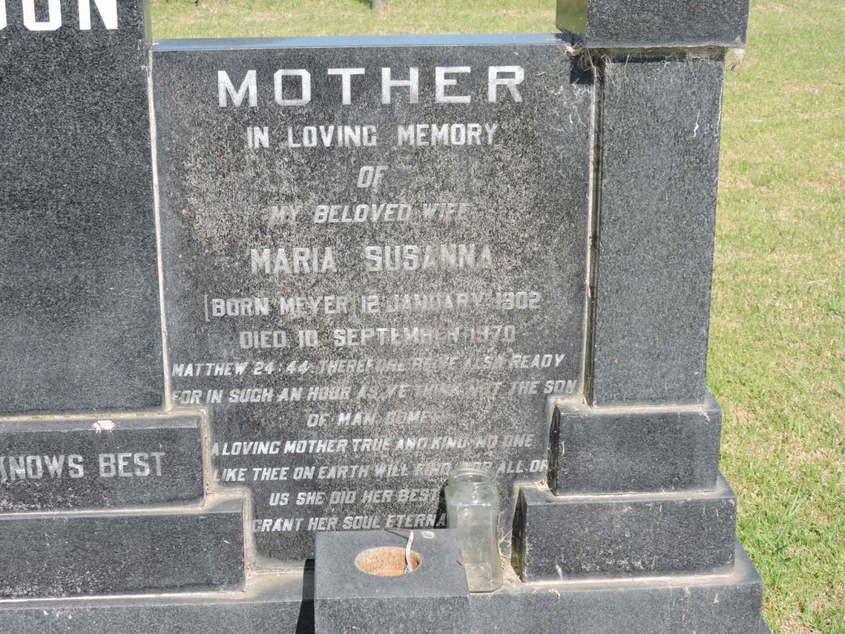 ROBERTSON Alan Fraser 1895-1977 &amp; Maria Susanna MEYER 1902-1970