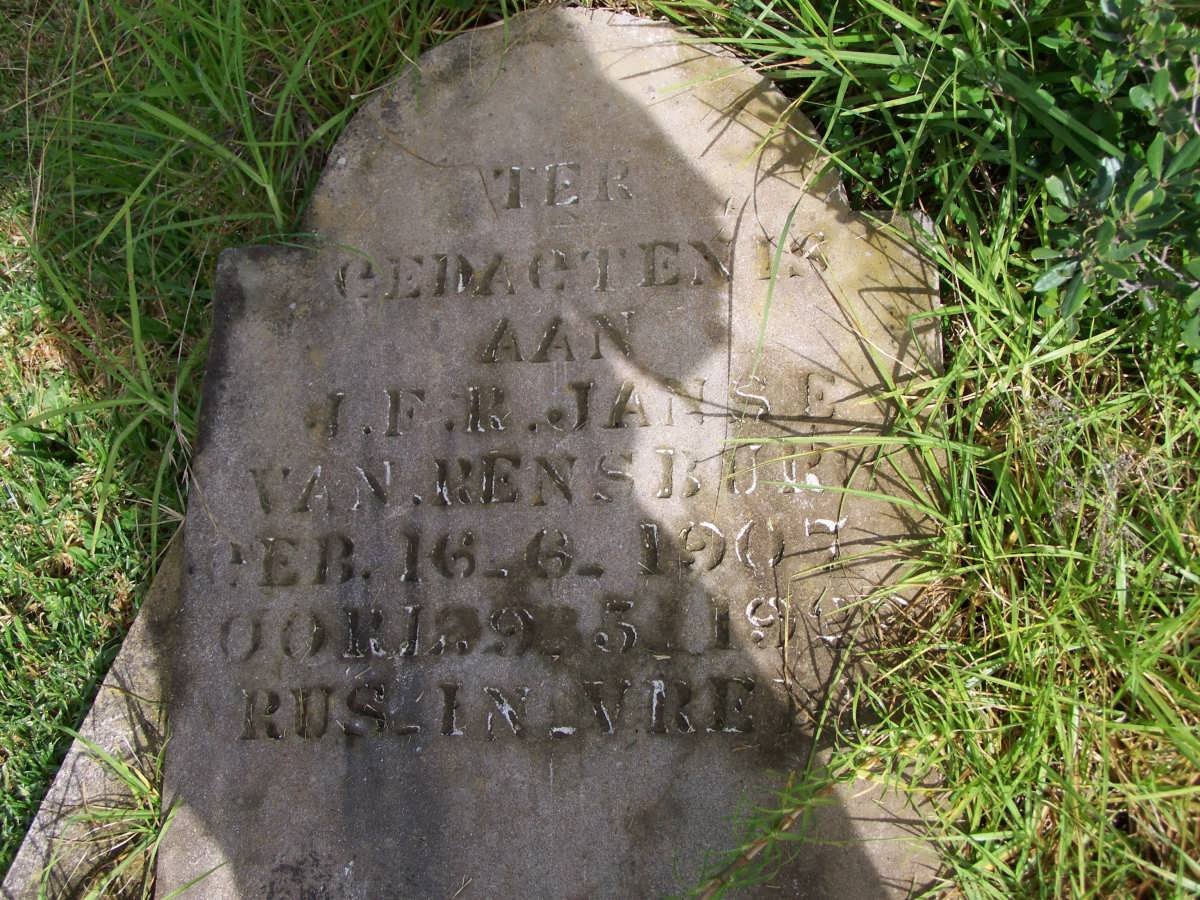 RENSBURG J.F.R., Janse van 1907-192?
