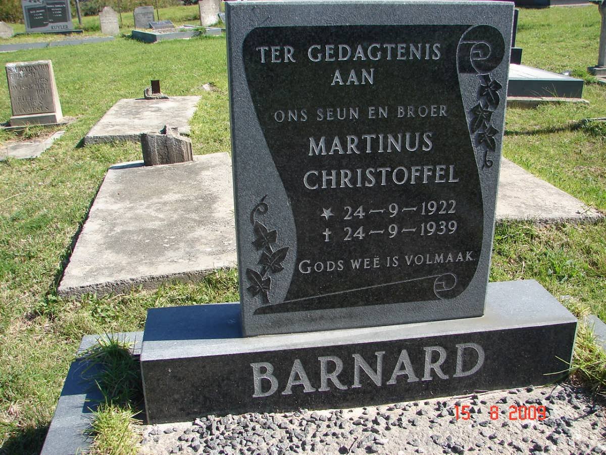 BARNARD Marthinus Christoffel 1922-1939