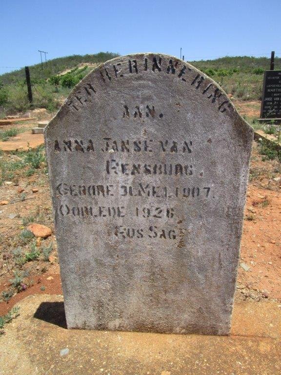 RENSBURG Anna, Janse van 1907-1926