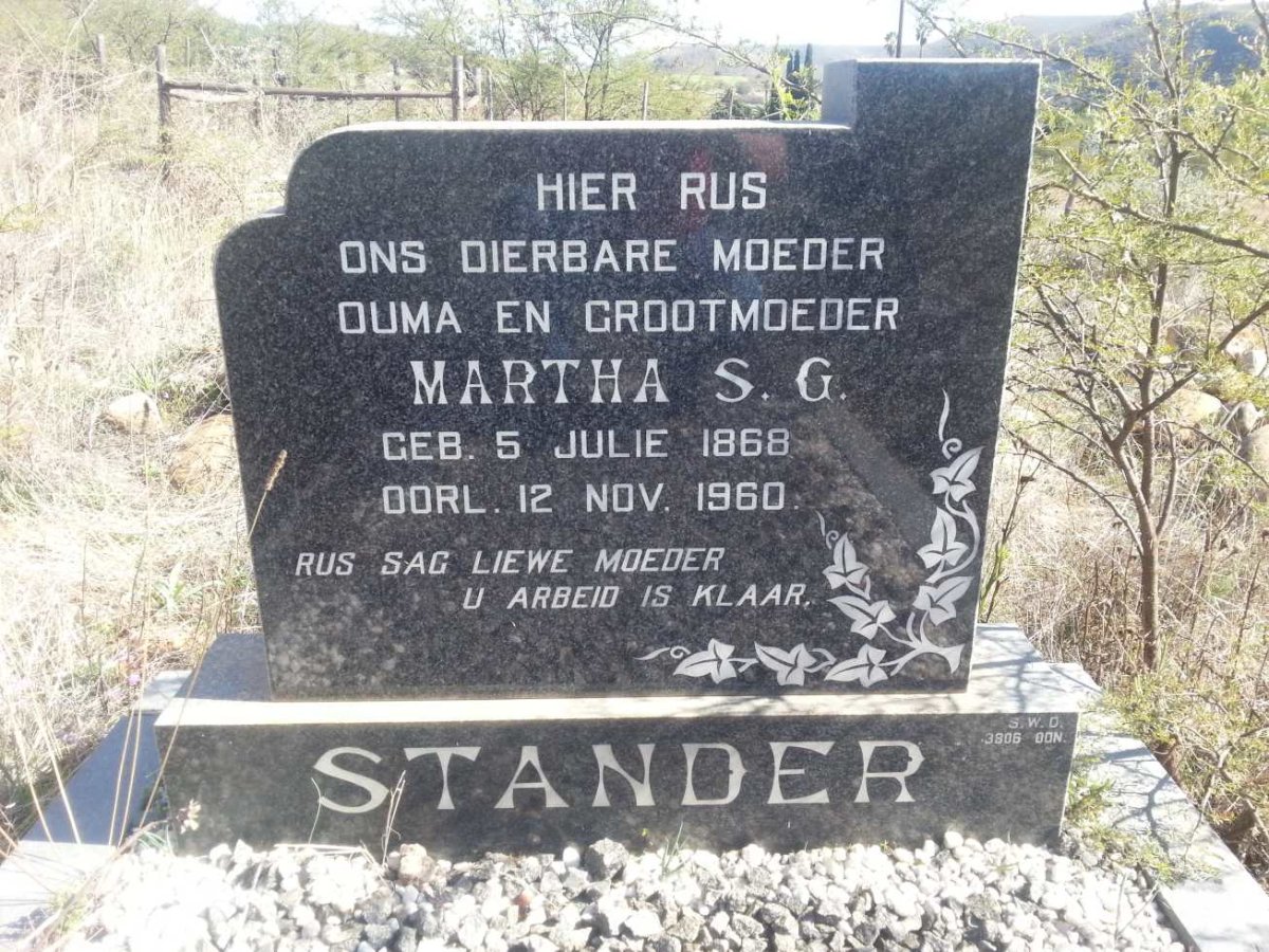 STANDER Martha S.G. 1868-1960