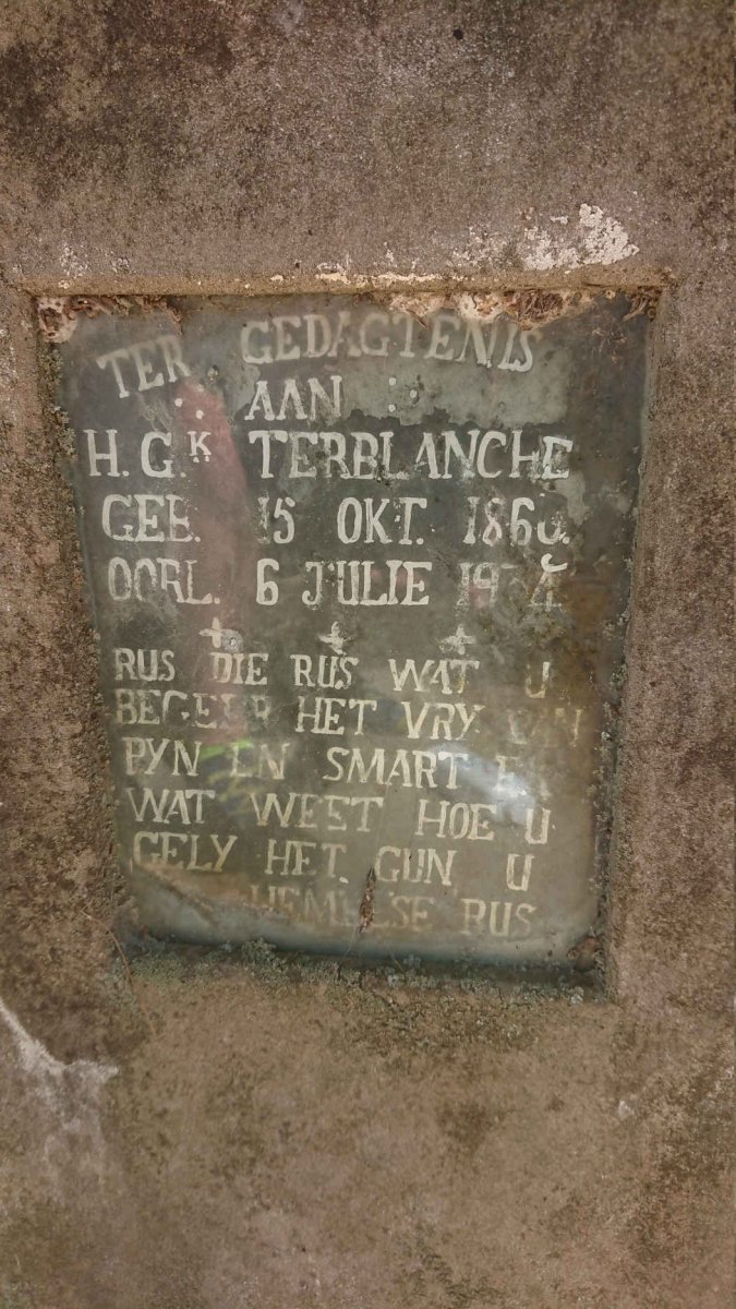 TERBLANCHE H.G.K. 1860-1934