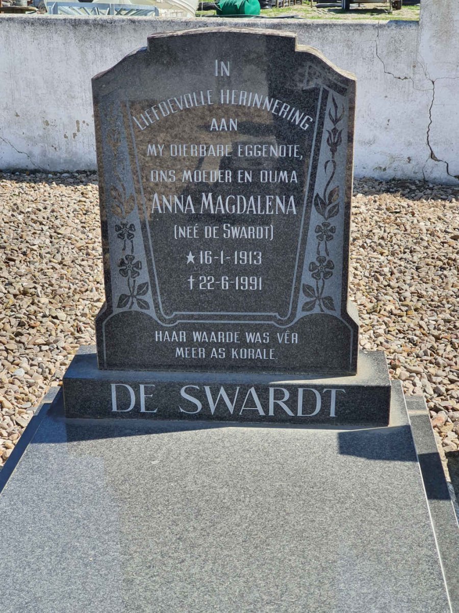 SWARDT Anna Magdalena, de nee DE SWARDT 1913-1991