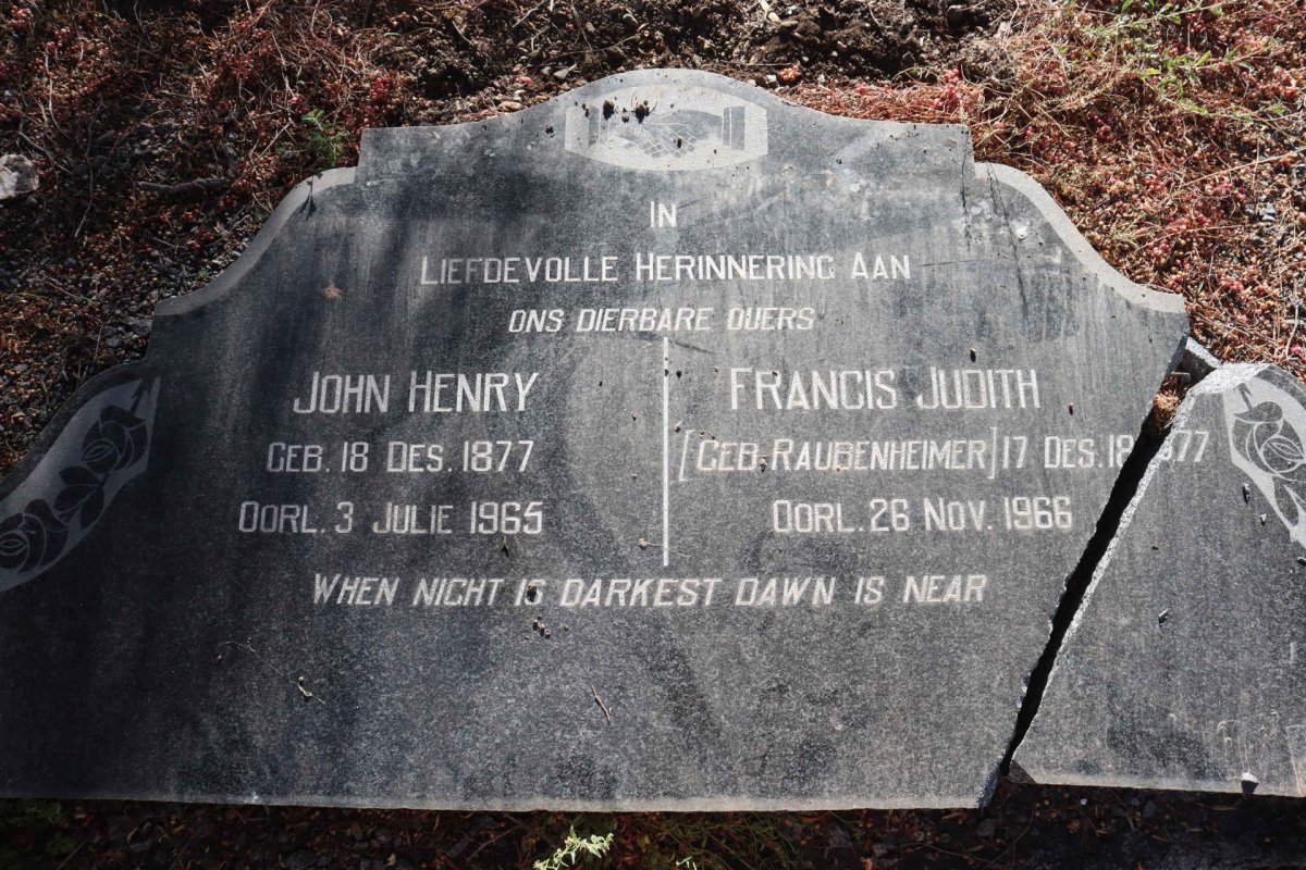 KEYSER John Henry 1877-1965 &amp; Francis Judith RAUBENHEIMER 1877-1966