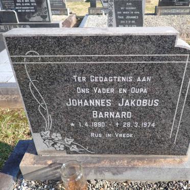 BARNARD Johannes Jakobus 1890-1974