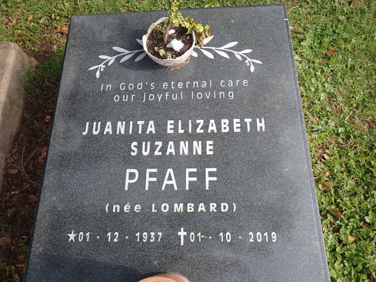 PFAFF Juanita Elizabeth Suzanne nee LOMBARD 1937-2019