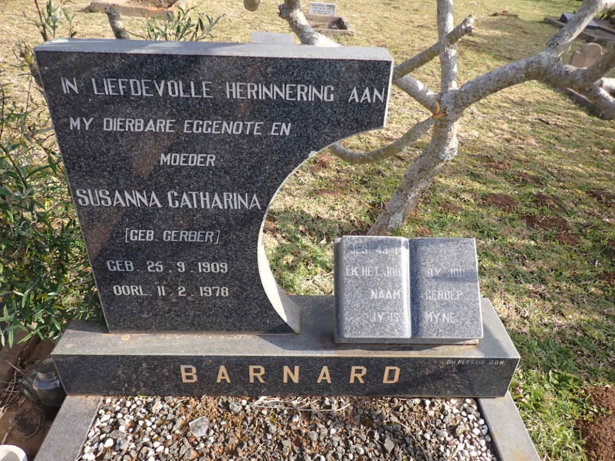 BARNARD Susanna Catharina nee GERBER 1909-1978
