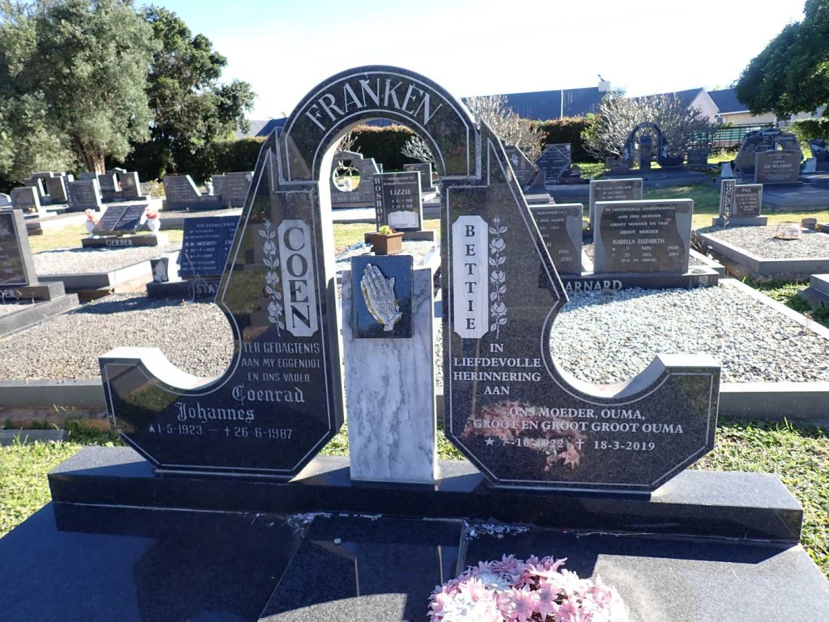 FRANKEN Coenrad Johannes 1923-1987 & Bettie 1922-2019