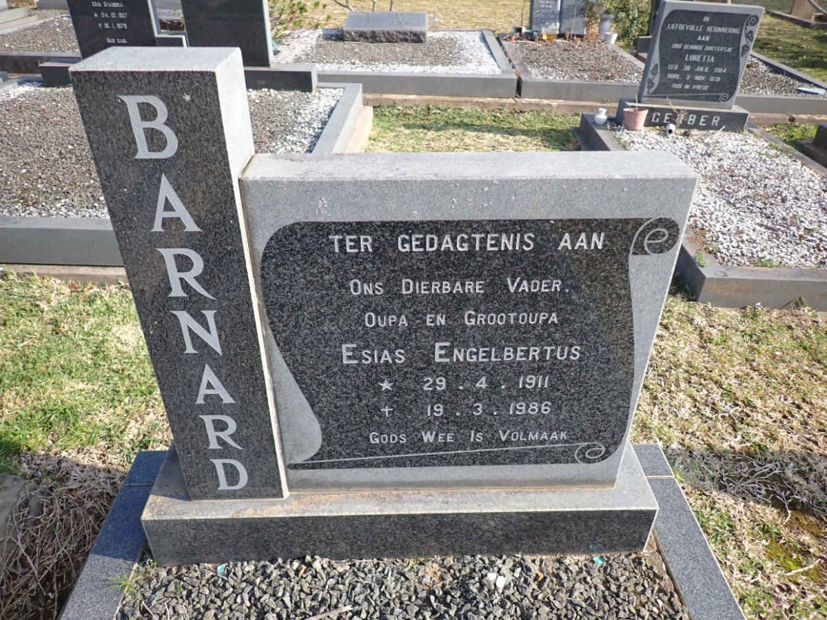 BARNARD Esias Engelbertus 1911-1986
