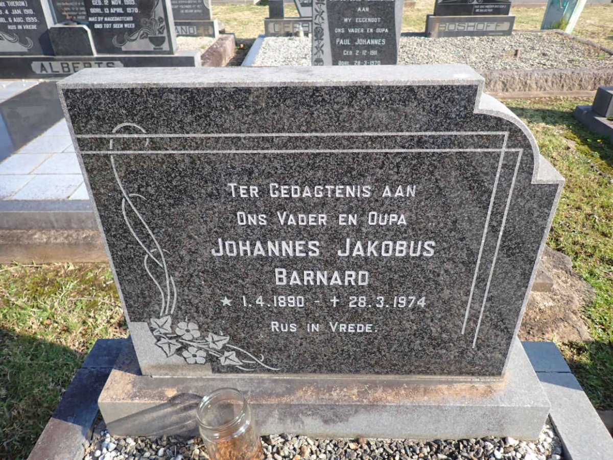 BARNARD Johannes Jakobus 1890-1974