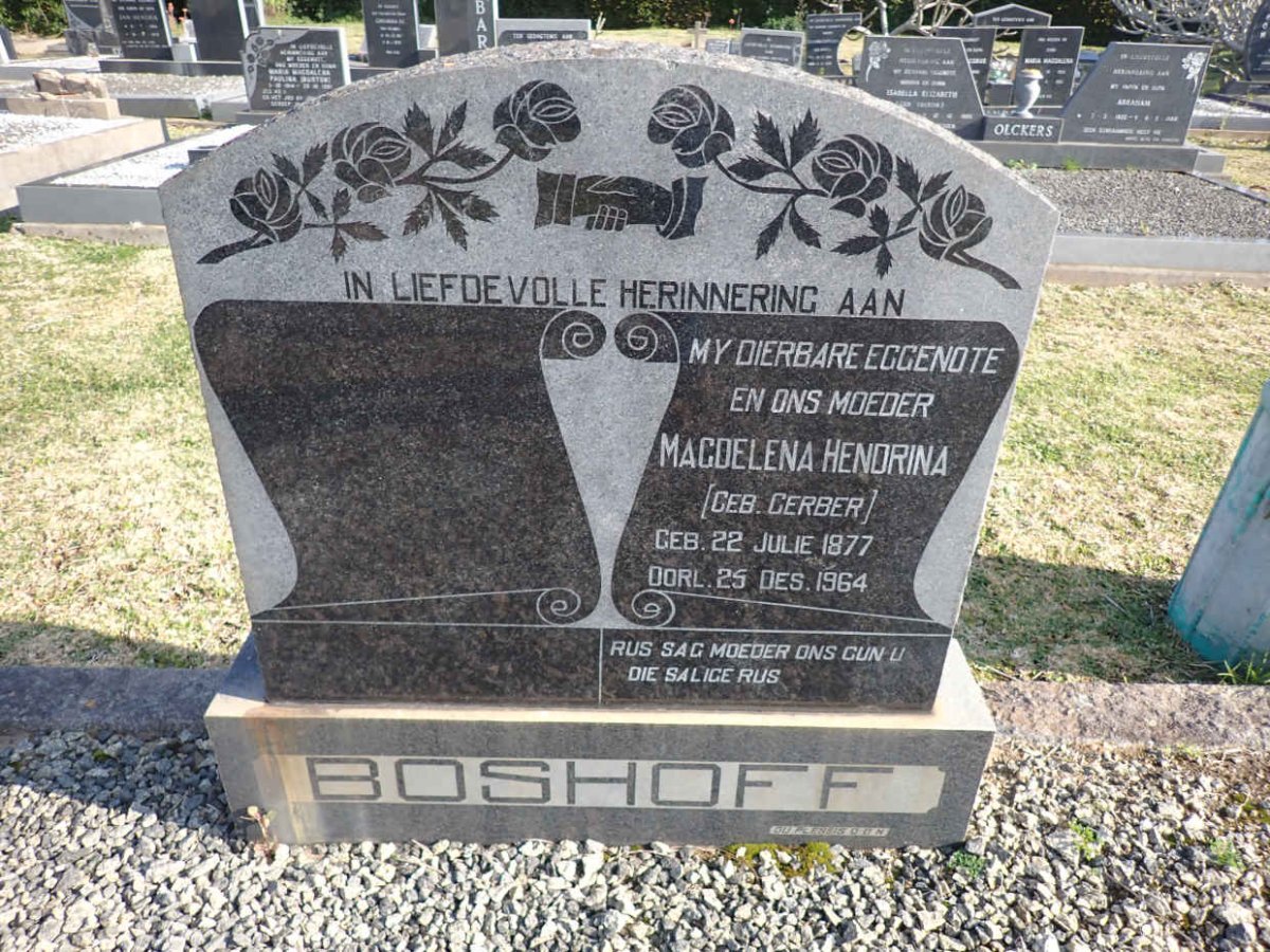 BOSHOFF Magdelena Hendrina nee GERBER 1977-1964