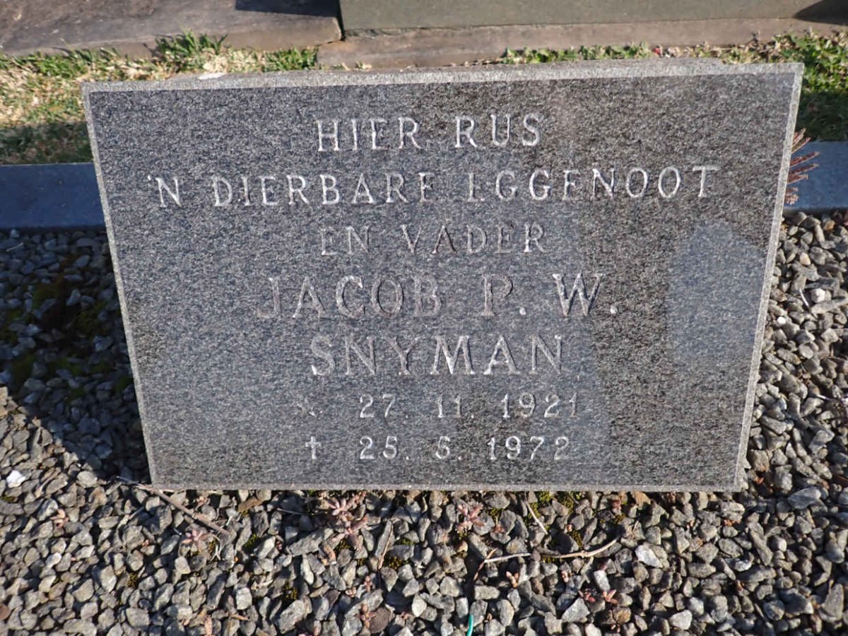 SNYMAN Jacob P.W. 1921-1972