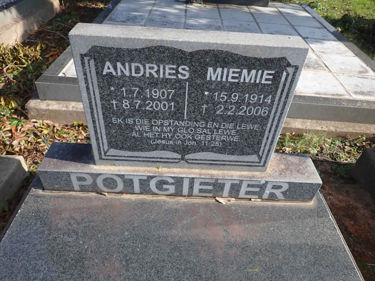 POTGIETER Andries 1907-2001 & Miemie 1914-2006