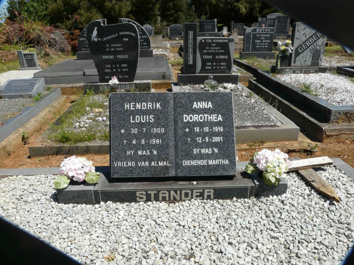 STANDER Hendrik Louis 1909-1981 &amp; Anna Dorothea 1916-2001