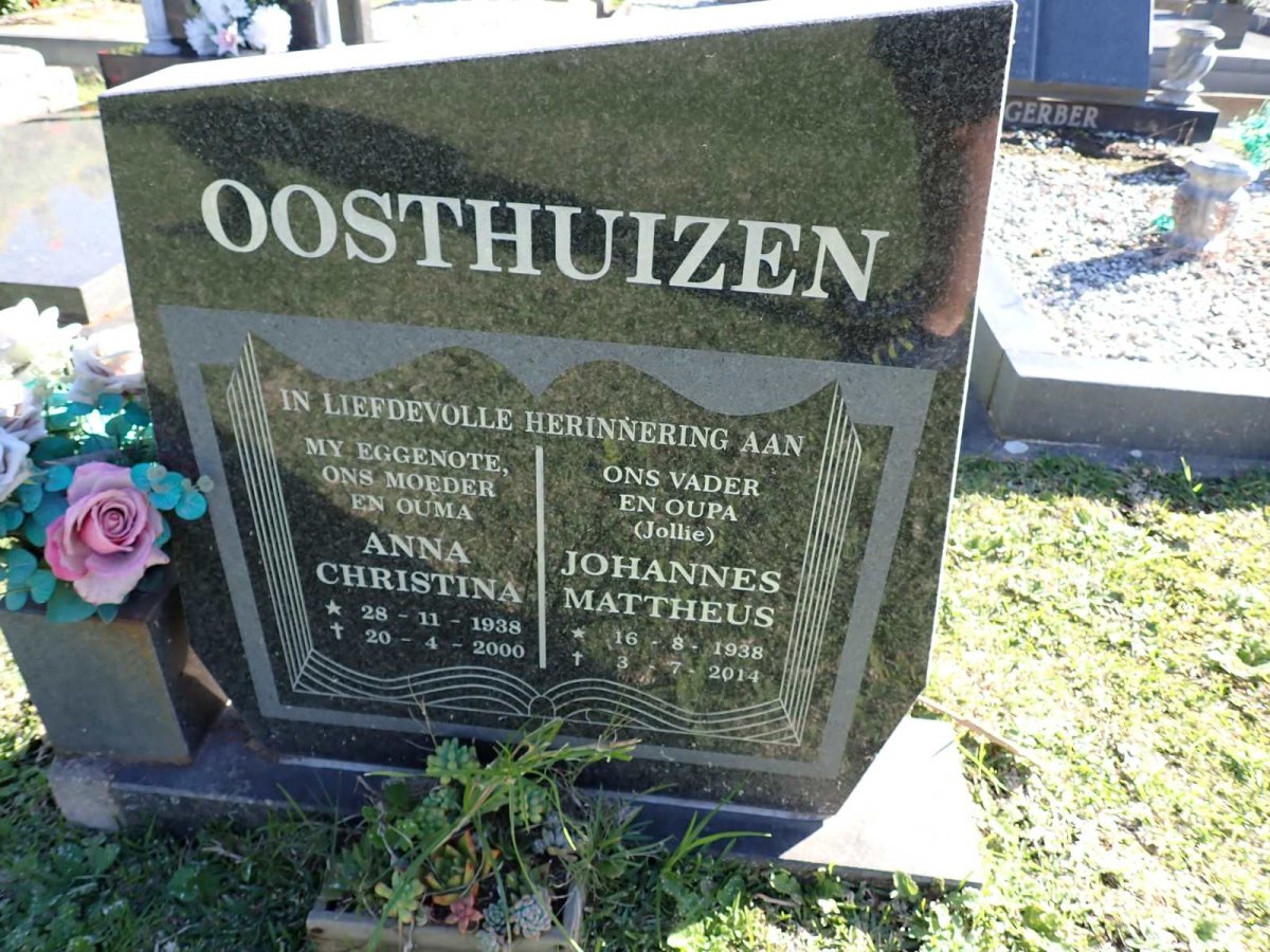 OOSTHUIZEN Johannes Mattheus 1938-2014 & Anna Christina 1938-2000