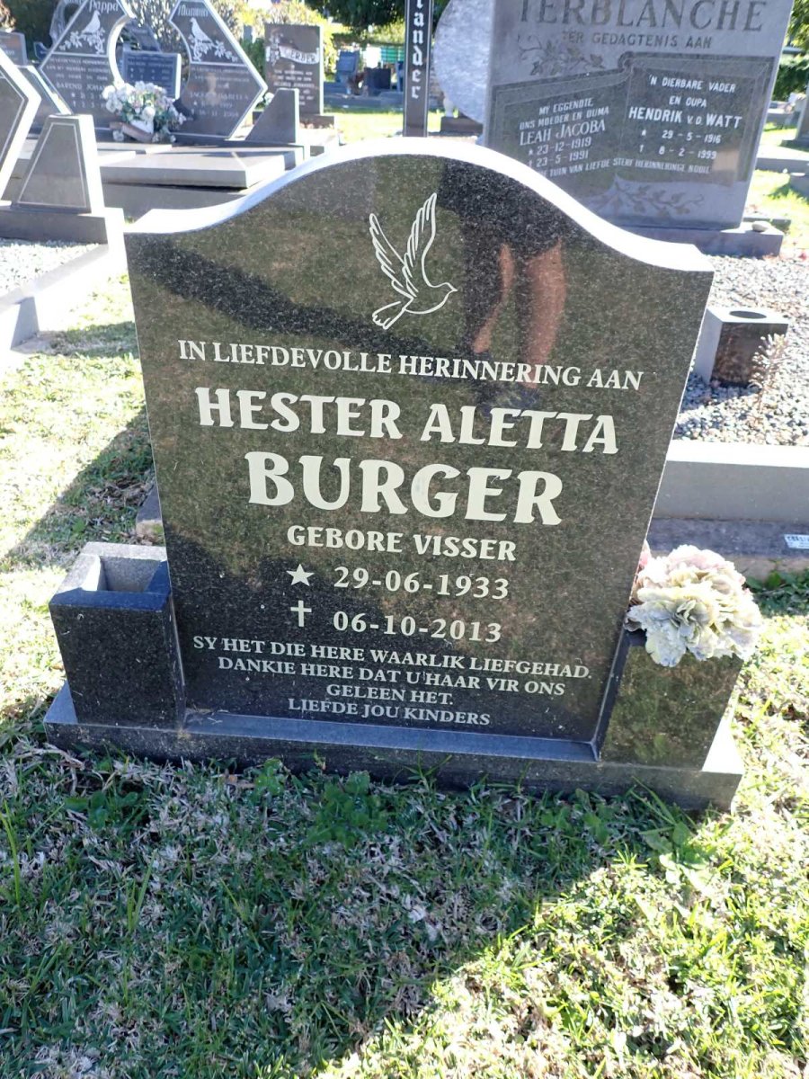 BURGER Hester Aletta nee VISSER 1933-2013
