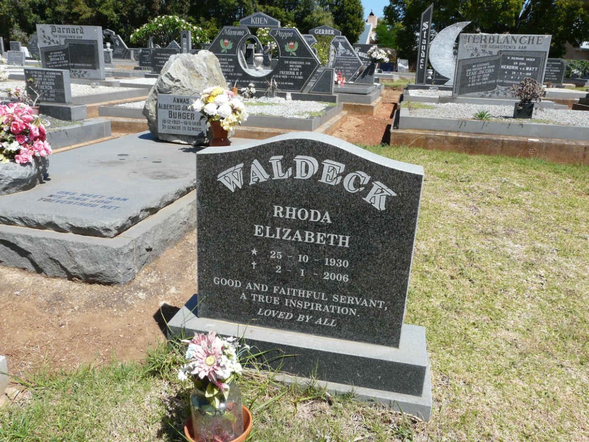 WALDECK Rhoda Elizabeth 1930-2006