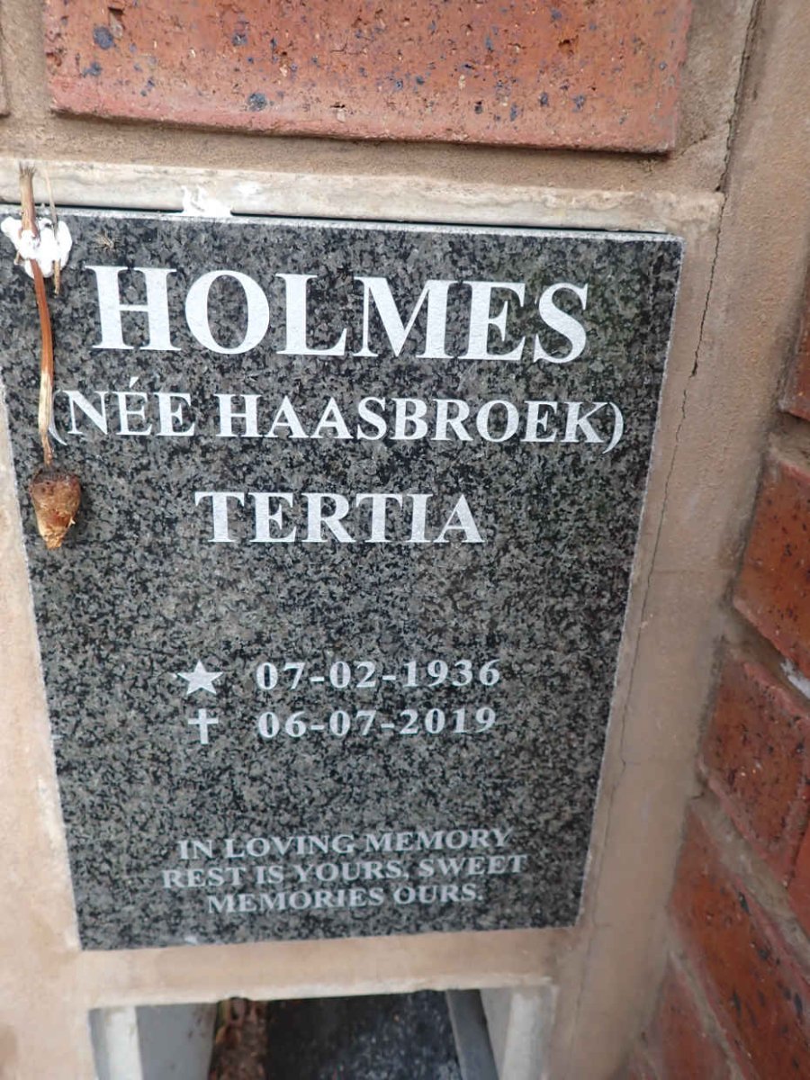 HOLMES Tertia nee HAASBROEK 1936-2019