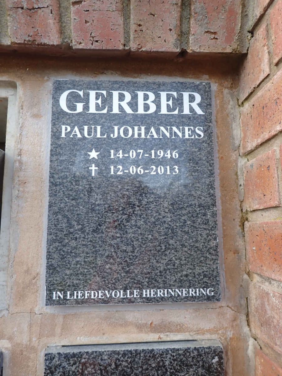 GERBER Paul Johannes 1946-2013
