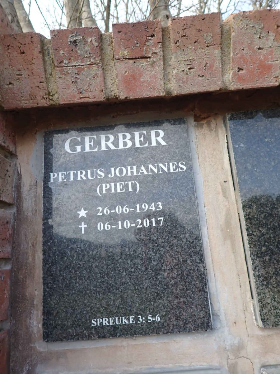 GERBER Petrus Johannes 1943-2017