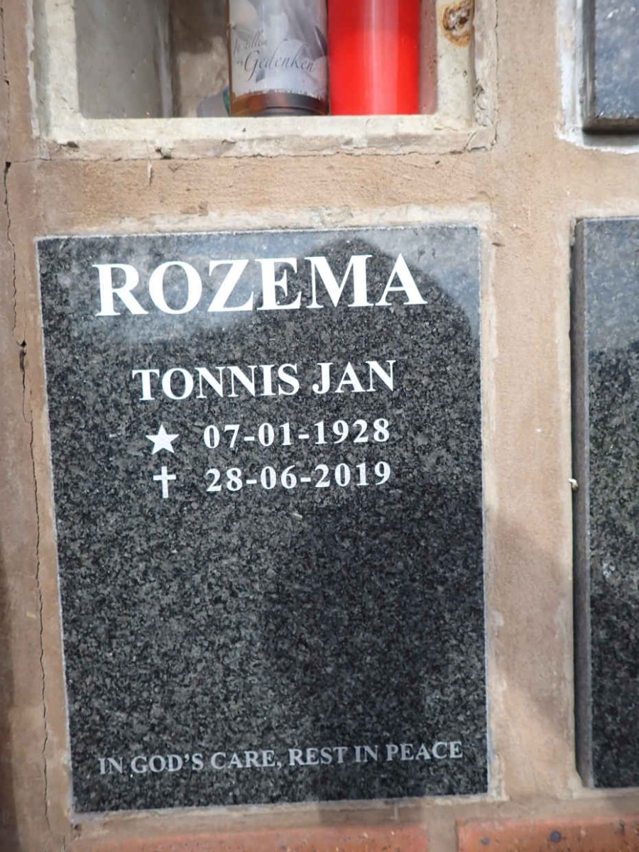 ROZEMA Tonnis Jan 1928-2019