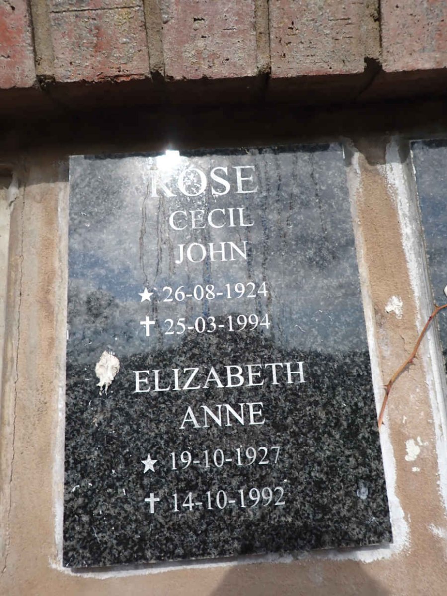 ROSE Cecil John 1924-1994 & Elizabeth Anne 1927-1992