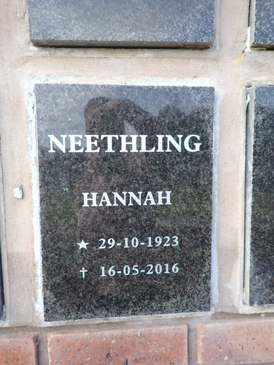 NEETHLING Hannah 1923-2016