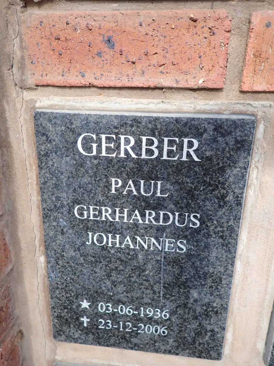 GERBER Paul Gerhardus Johannes 1936-2006