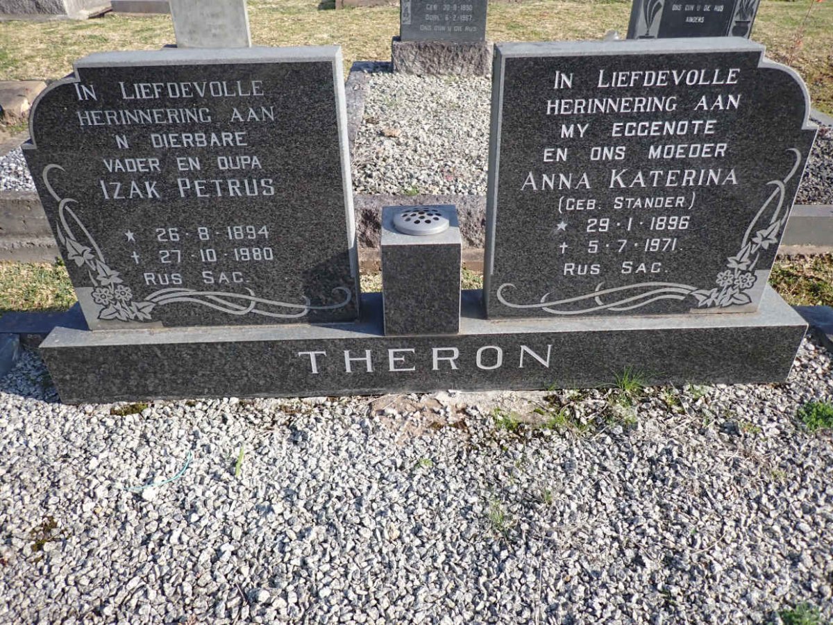 THERON Izak Petrus 1894-1980 & Anna Katerina STANDER 1896-1971