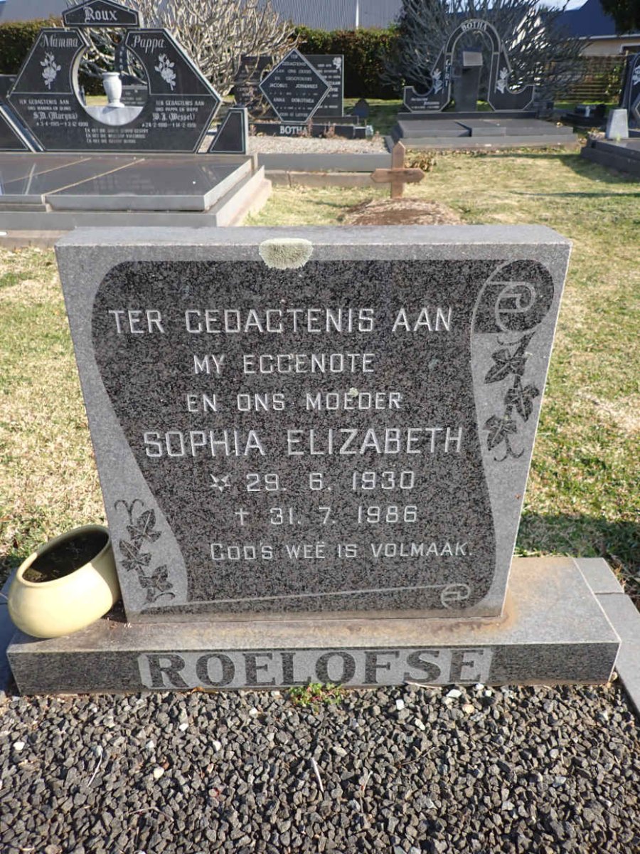 ROELOFSE Sophia Elizabeth 1930-1986