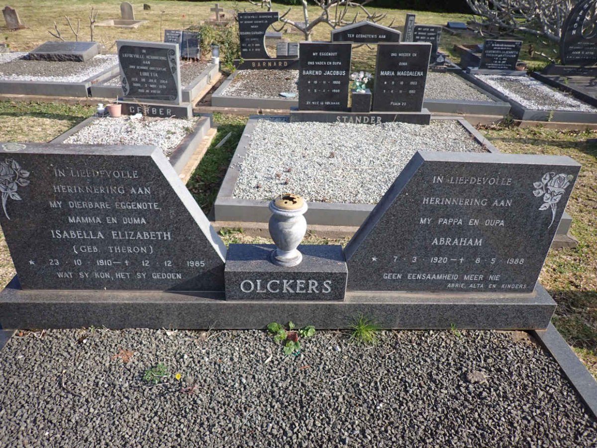 OLCKERS Abraham 1920-1988 & Isabella Elizabeth THERON 1910-1985